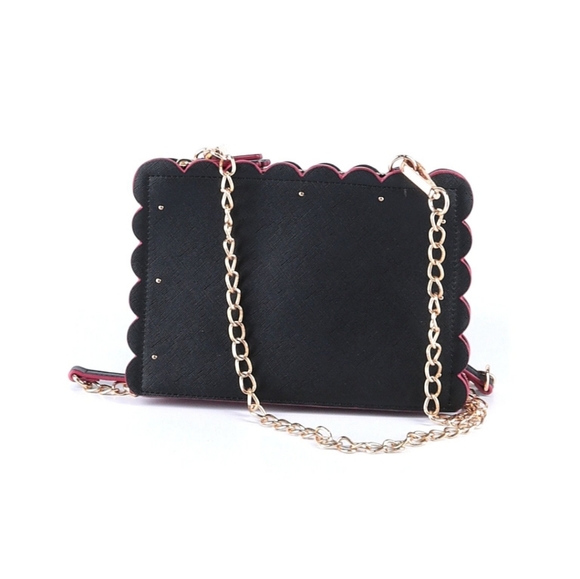 Neiman Marcus Handbags - Neiman Marcus Black & Pink Scalloped Crossbody Bag